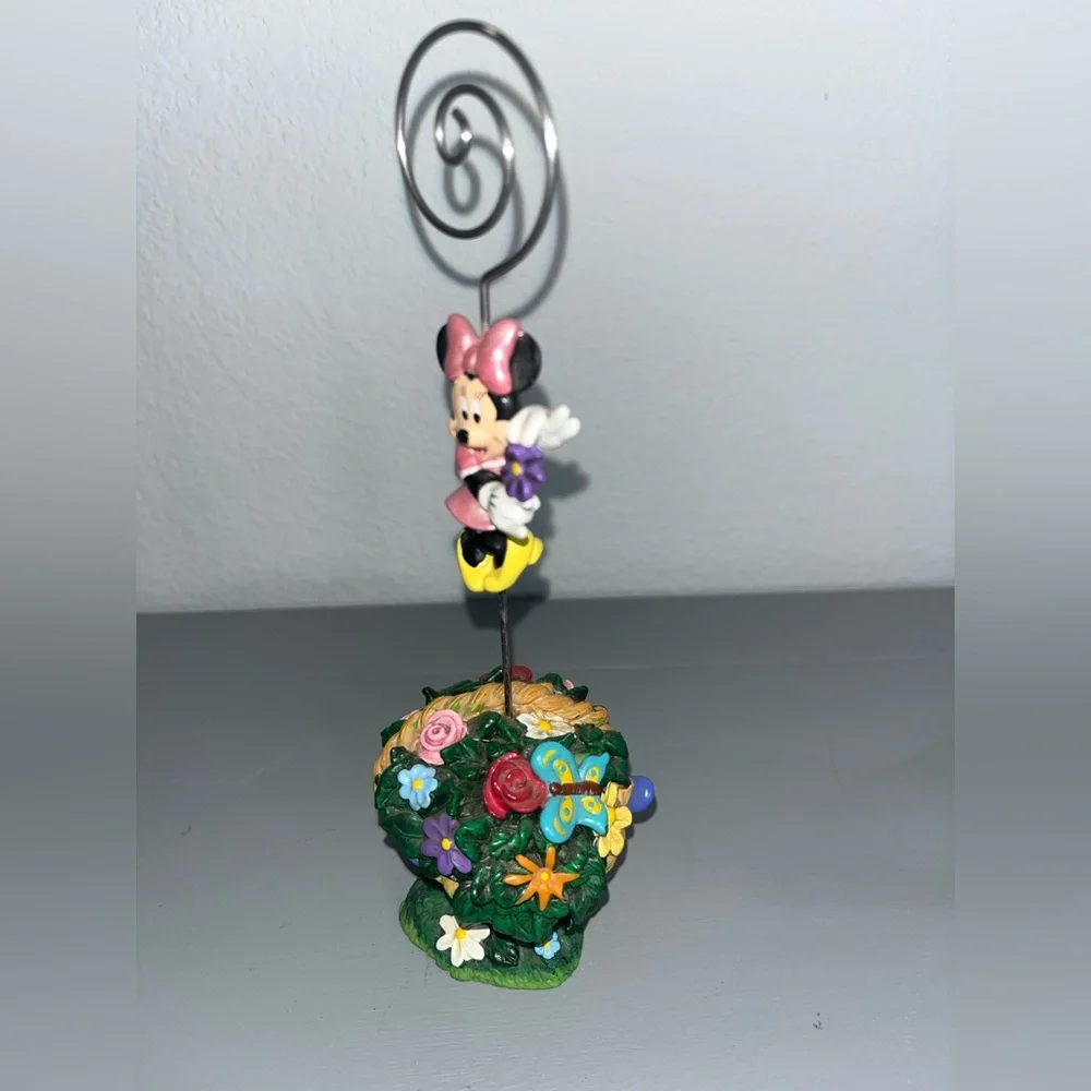 Disney VTG Park Minnie Mouse Colorful Spring Floral Scene Picture Photo Holder
